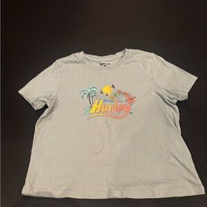 Hurley Cropped Graphic Tee Women’s Small Sage Green Tropical Logo Top